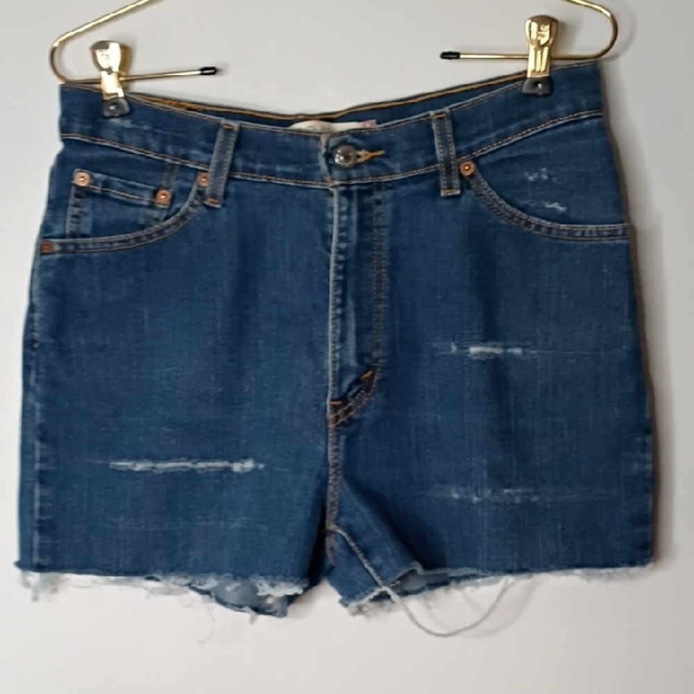 Levi's 512 Original High-Rise Denim Cut-Off Shorts Blue Wash Size 10